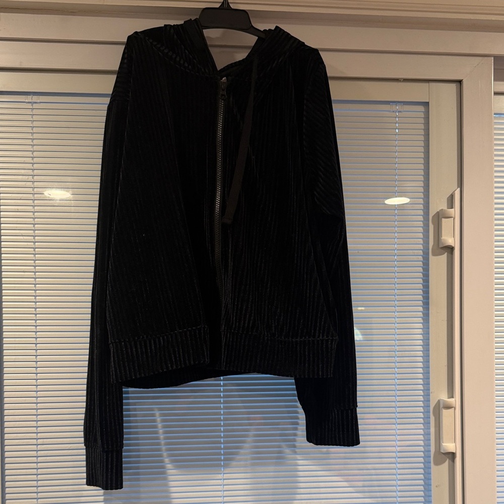 Black Velvet Zip-Up Hoodie
